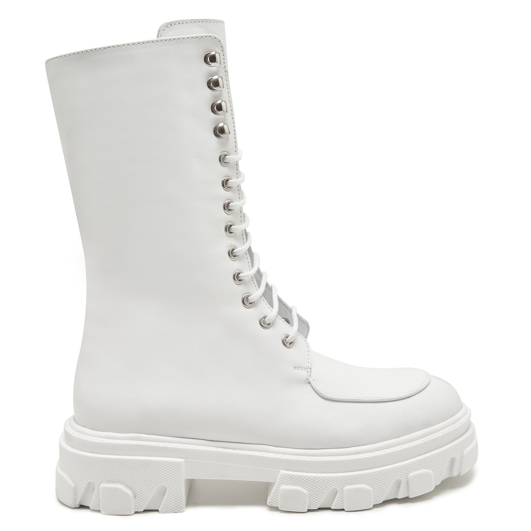 Kadın Beyaz Deri Bot