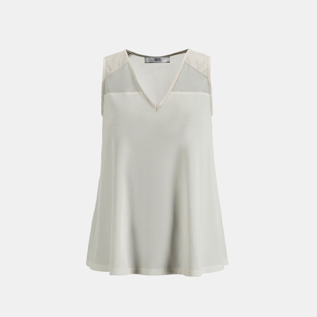 Kadın Beyaz Deri Detaylı Perforeli Bluz