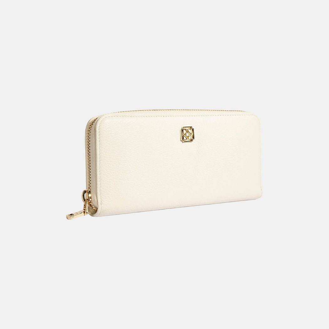 Kadın Beyaz Deri Fermuarlı Cüzdan