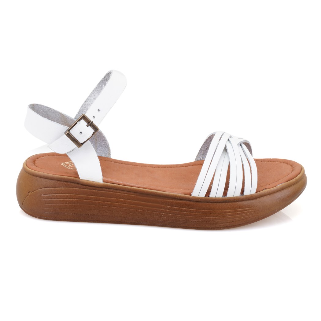 Kadın Beyaz Deri Sandalet