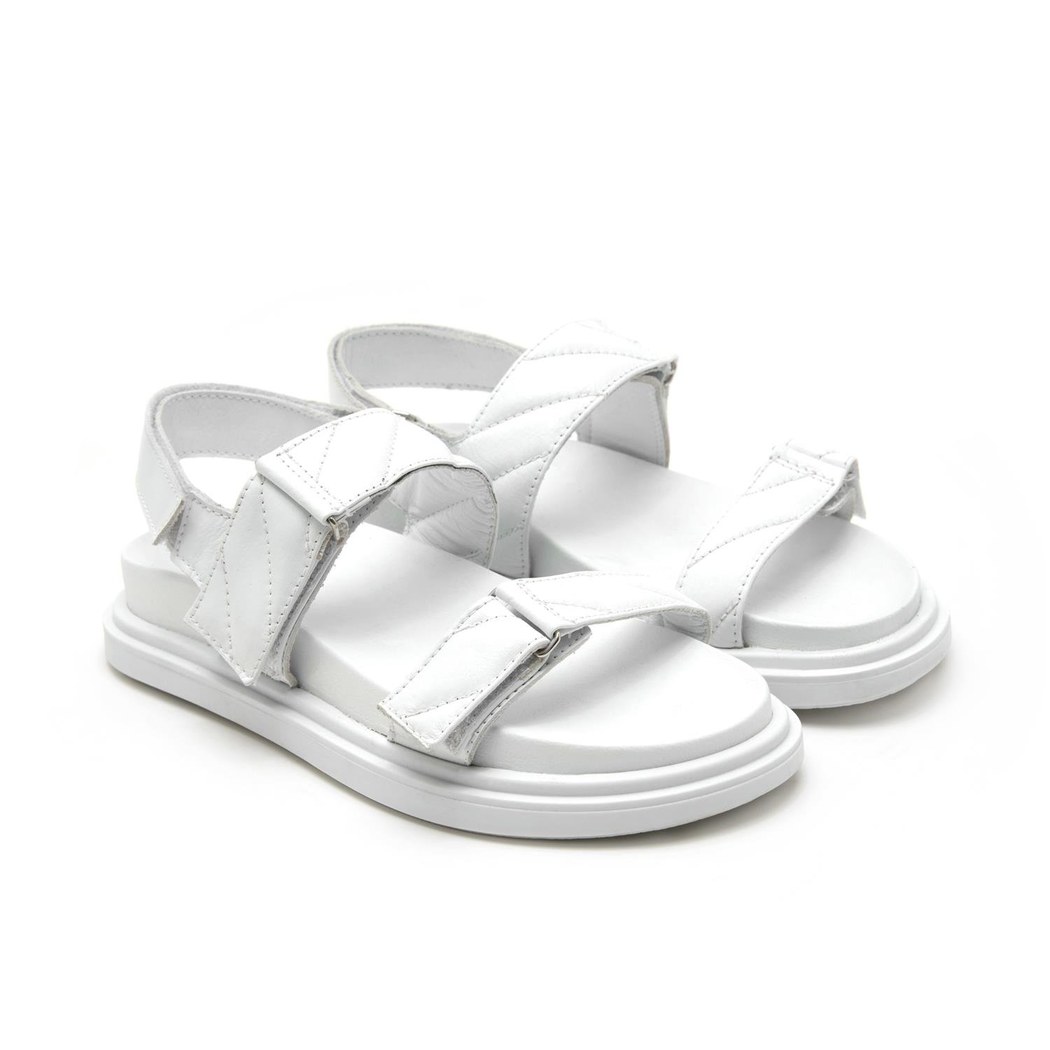 Kadın Beyaz Deri Sandalet