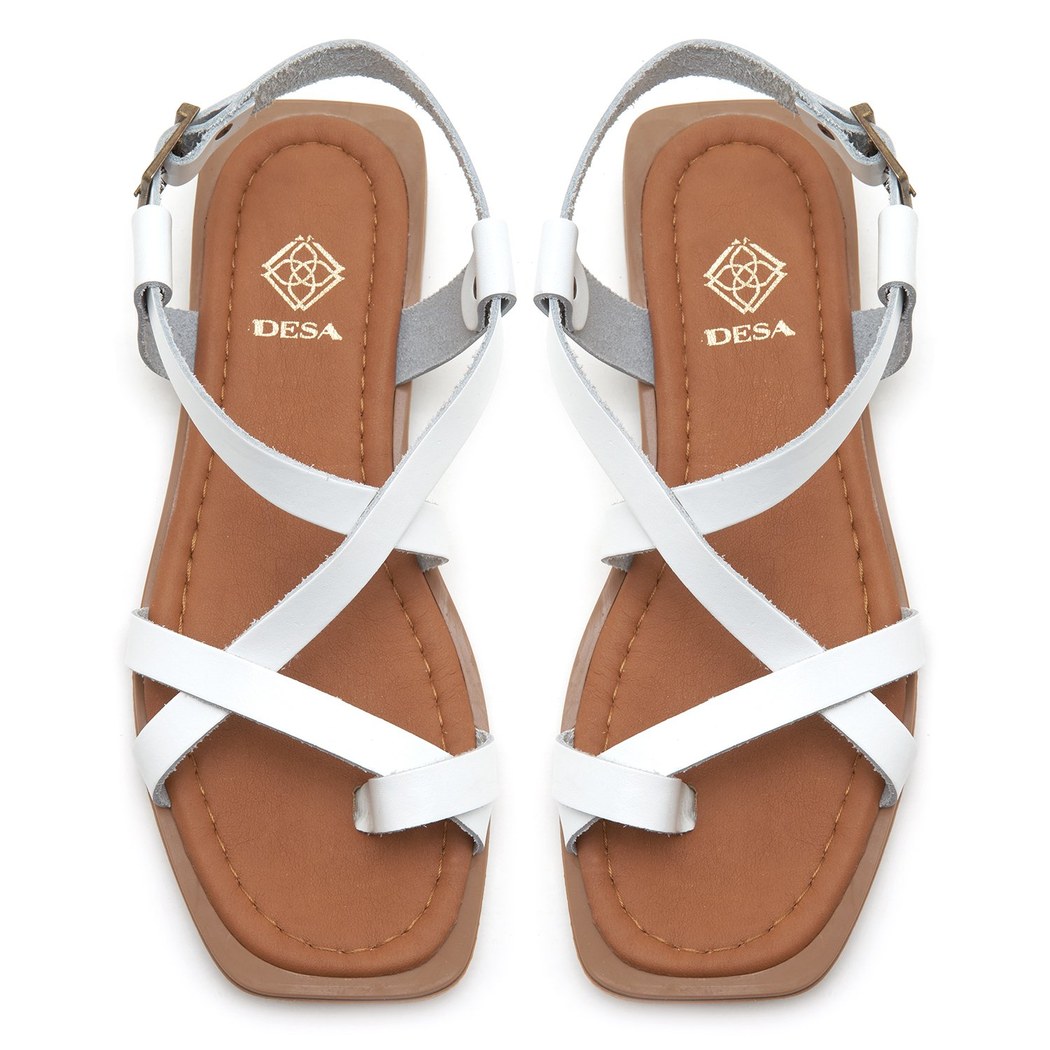 Kadın Beyaz Deri Sandalet