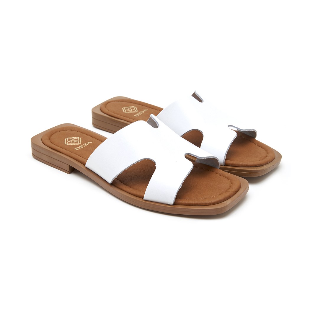 Kadın Beyaz Deri Terlik