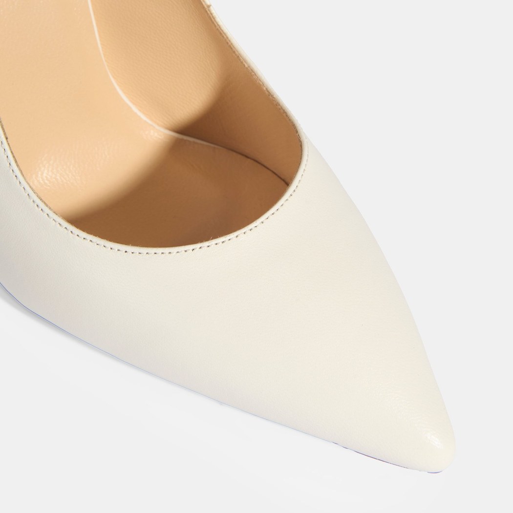 Kadın Beyaz Deri Topuklu Klasik Ayakkabı