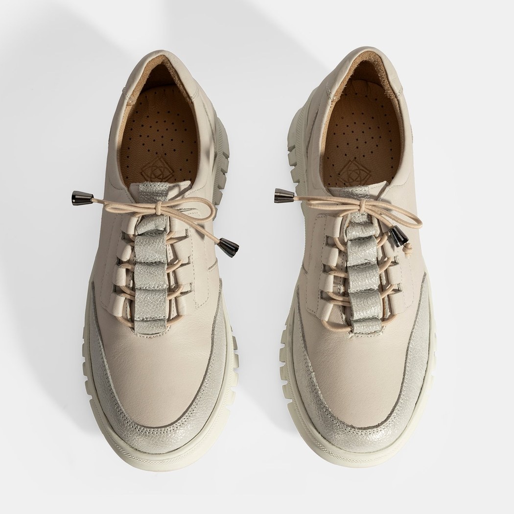 Kadın Beyaz DesaComfort Deri Bağcıklı Günlük Ayakkabı