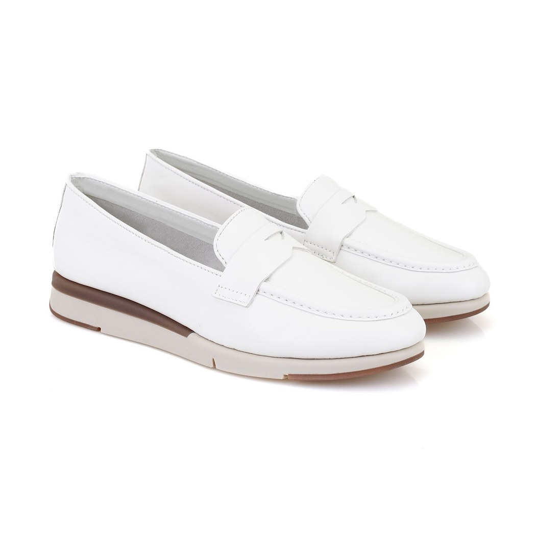 Kadın Beyaz DesaComfort Deri Günlük Ayakkabı