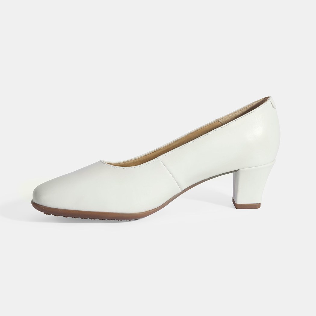 Kadın Beyaz DesaComfort Deri Klasik Topuklu Ayakkabı