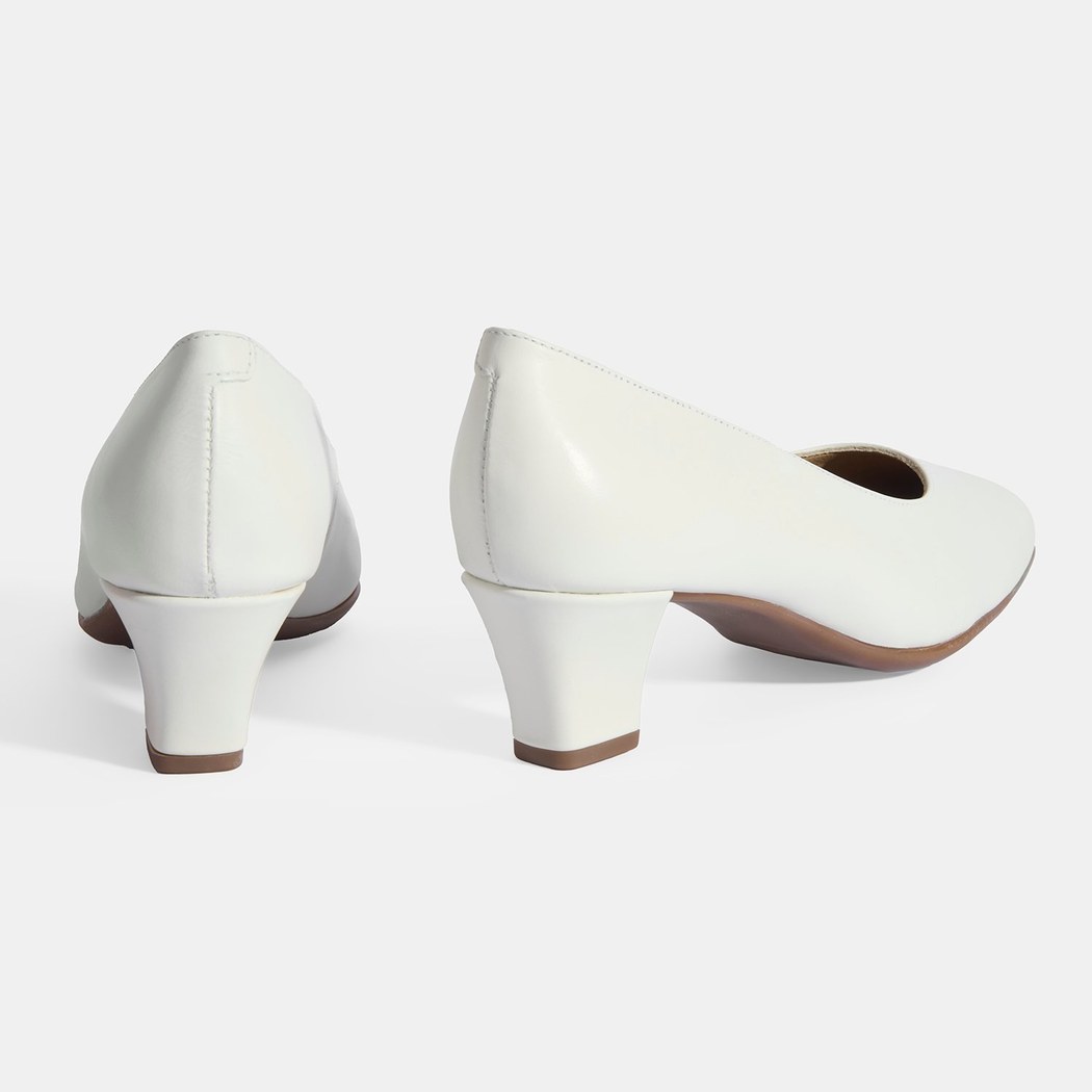 Kadın Beyaz DesaComfort Deri Klasik Topuklu Ayakkabı