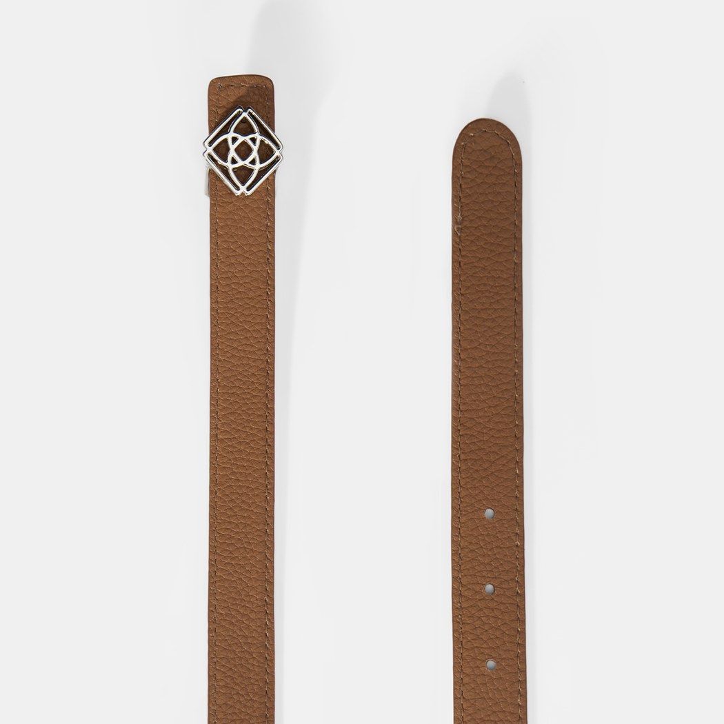 Kadın Beyaz / Konyak Çift Taraflı Deri Kemer