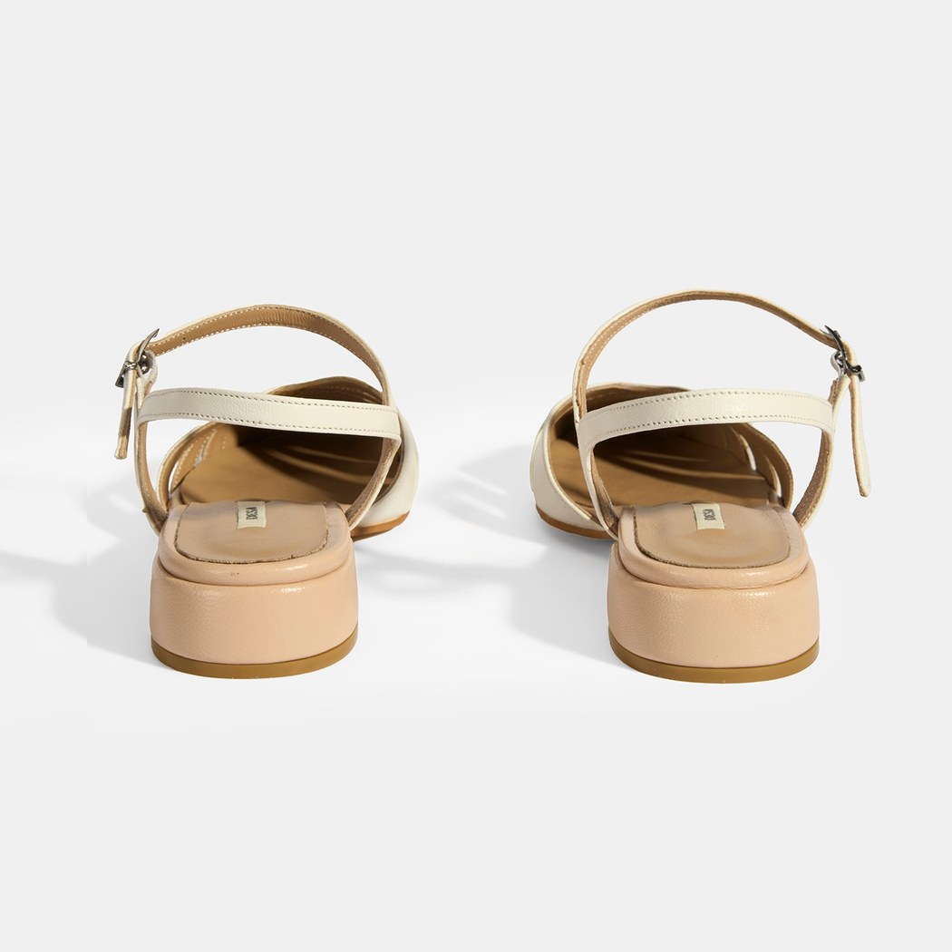 Kadın Beyaz Slingback Deri Günlük Ayakkabı