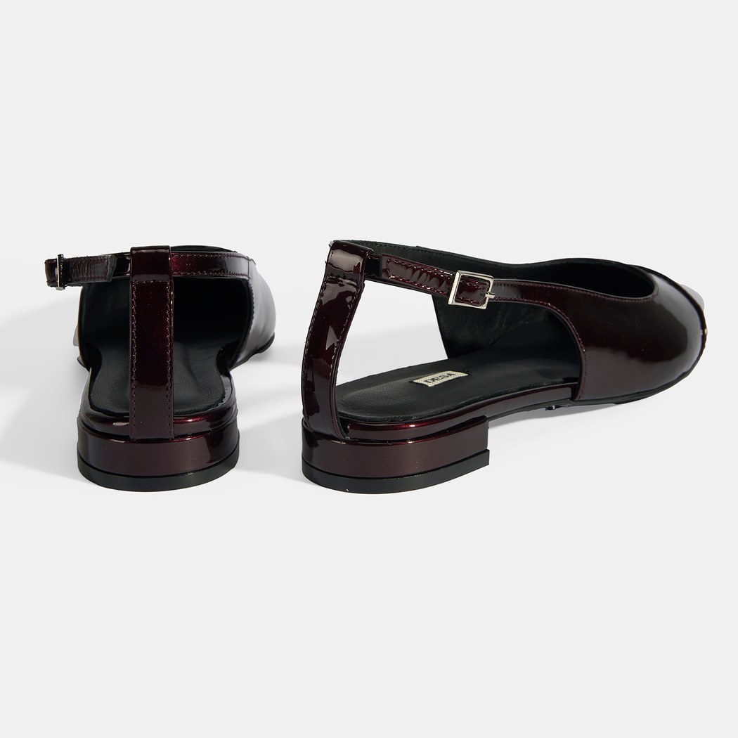 Kadın Bordo Ayarlanabilir Tokalı Rugan Babet