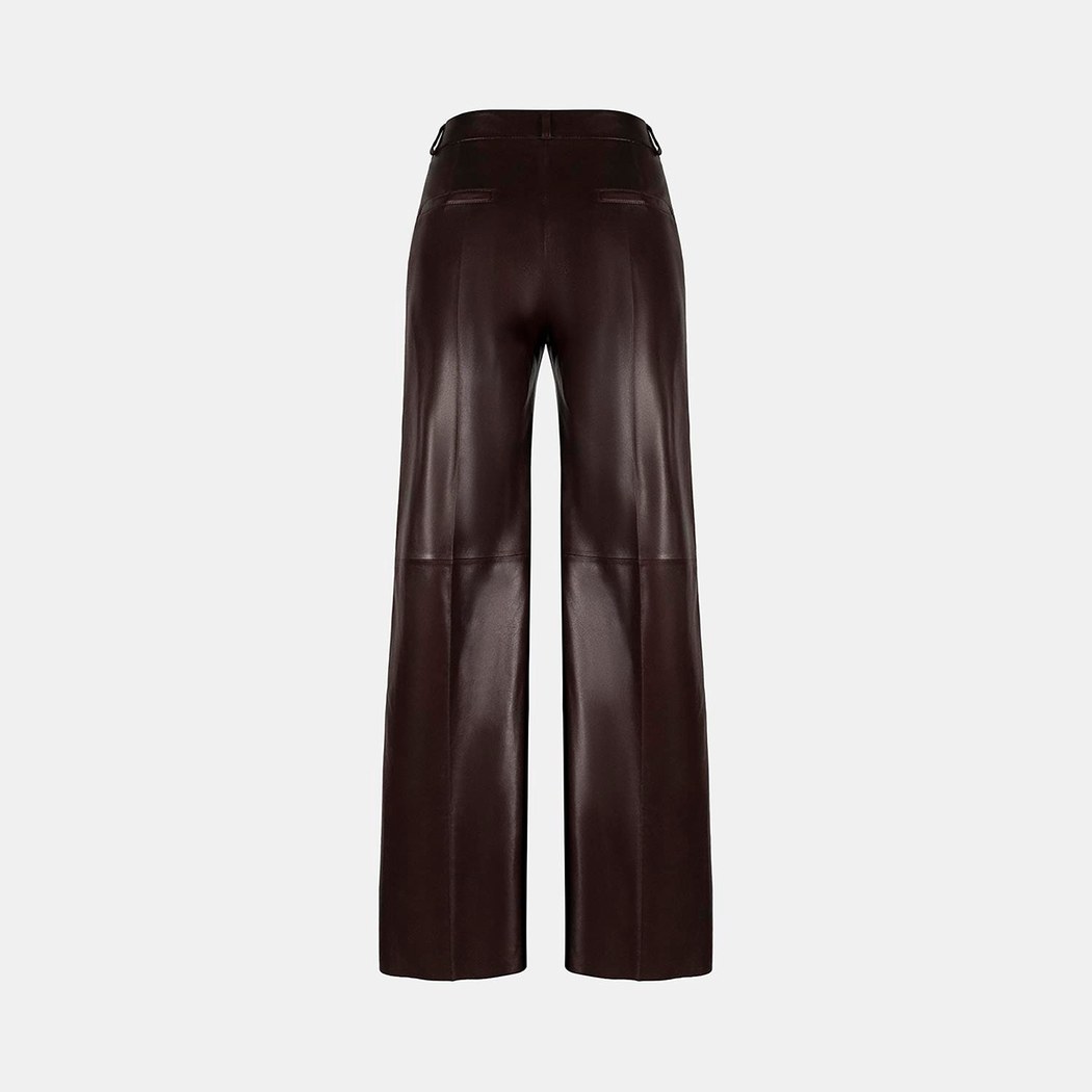 Kadın Bordo Deri Pantolon