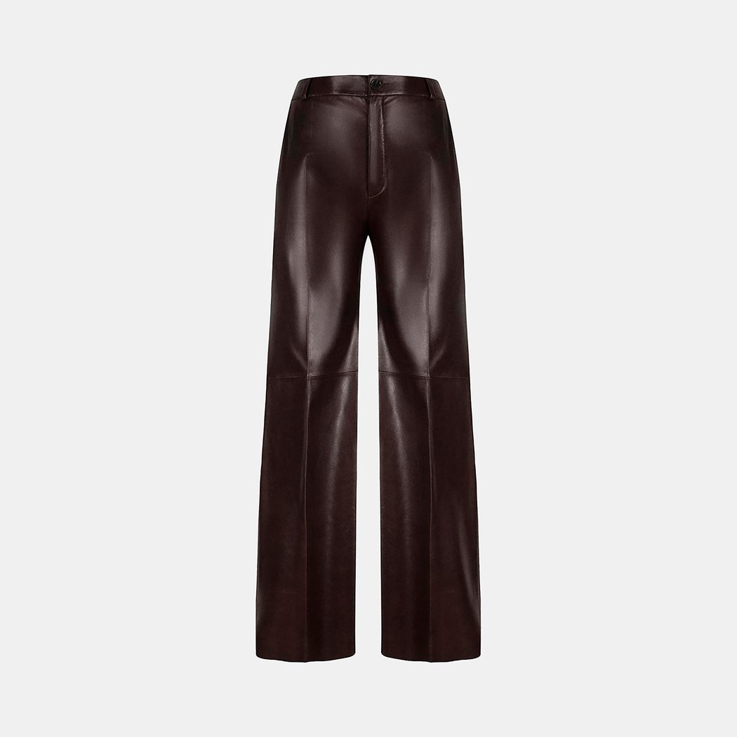 Kadın Bordo Deri Pantolon