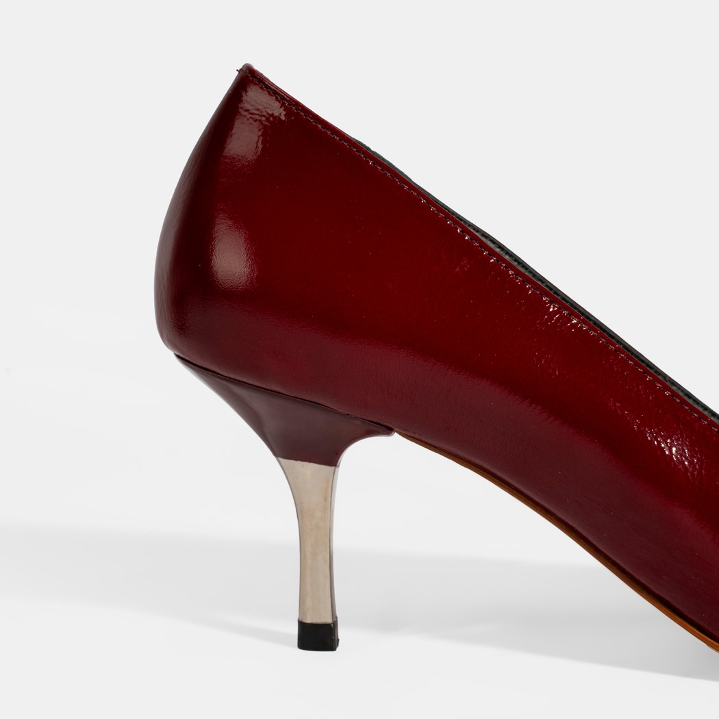 Kadın Bordo Deri Stiletto