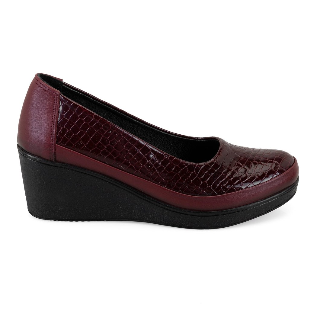 Kadın Bordo DesaComfort Dolgu Topuklu Deri Günlük Ayakkabı