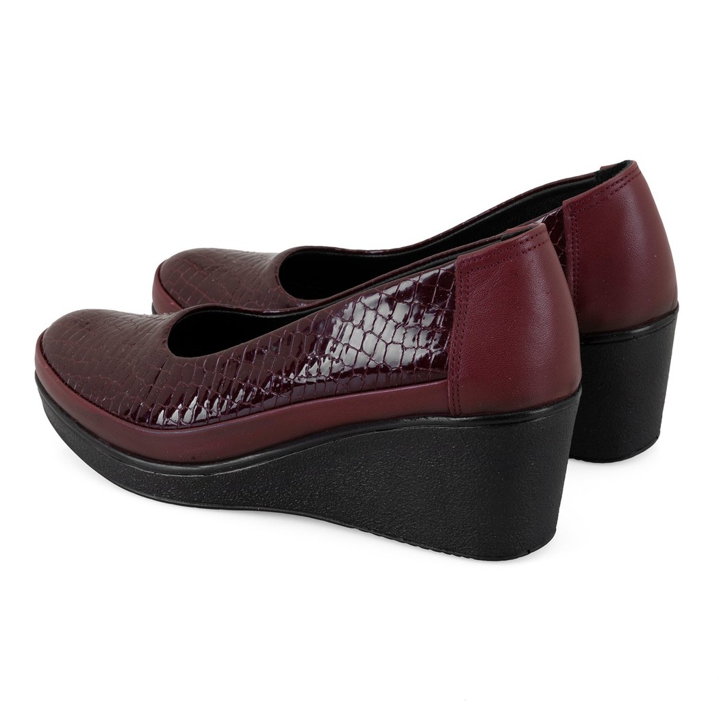 Kadın Bordo DesaComfort Dolgu Topuklu Deri Günlük Ayakkabı