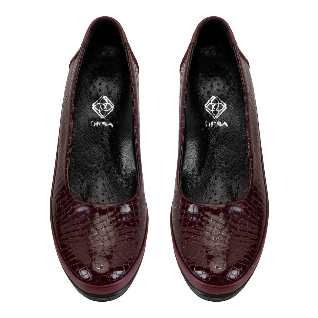 Kadın Bordo DesaComfort Dolgu Topuklu Deri Günlük Ayakkabı