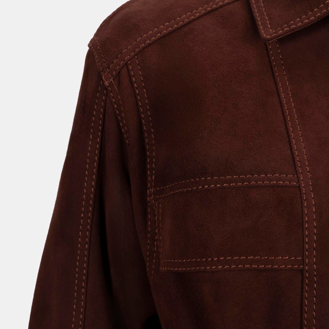 Kadın Bordo Fermuarlı Süet Trençkot