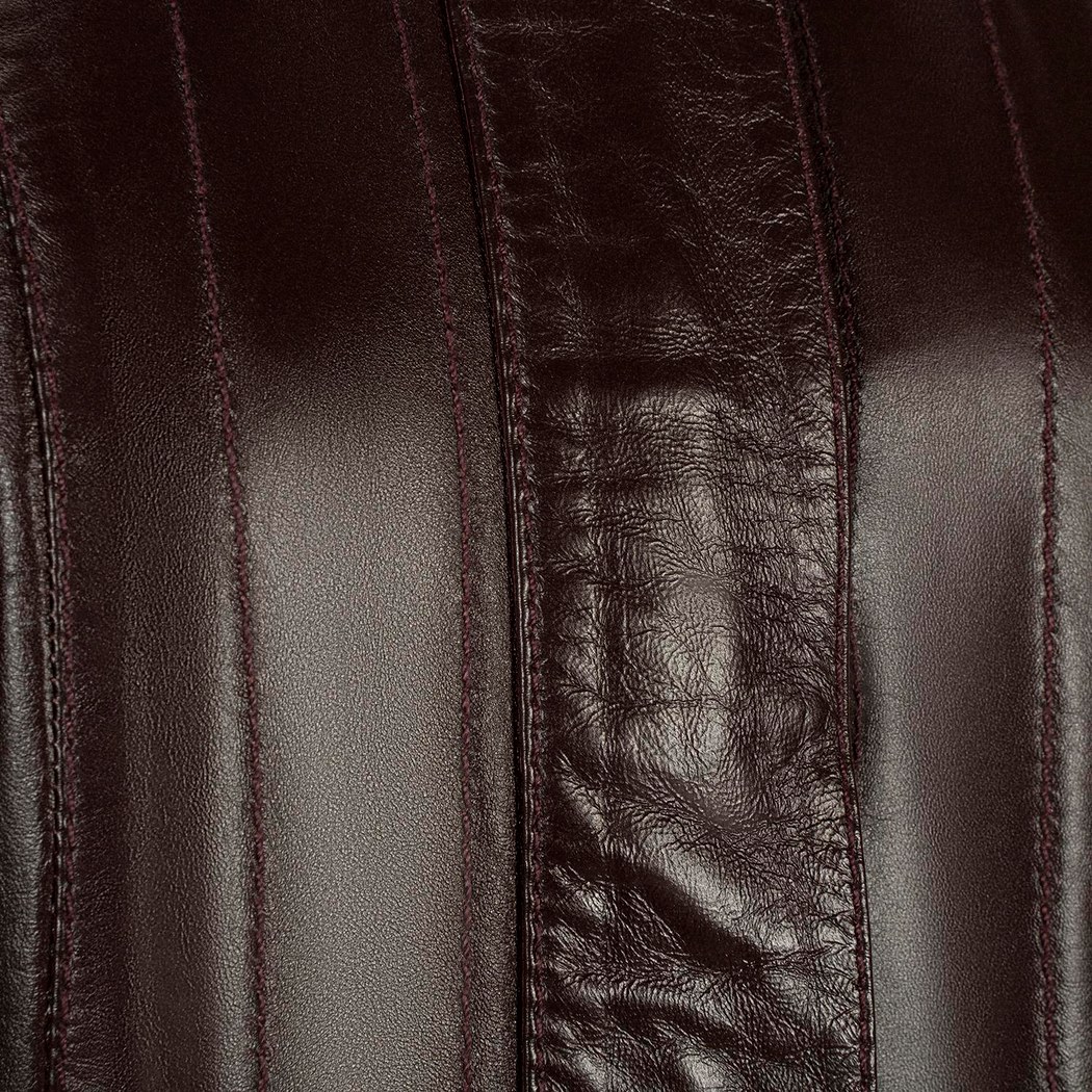 Kadın Bordo Kapüşonlu Deri Mont