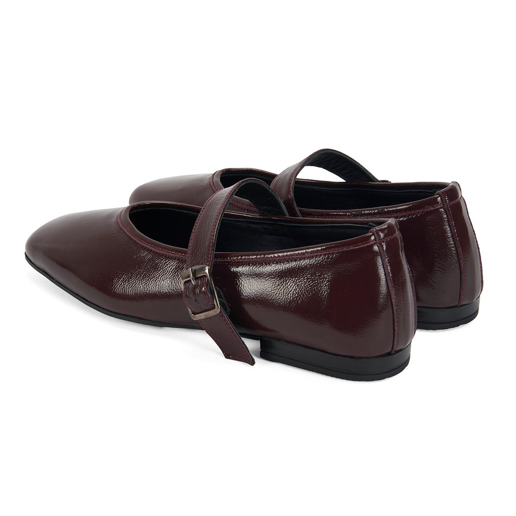 Kadın Bordo Kemer Aksesuarlı Rugan Mary Jane Babet 