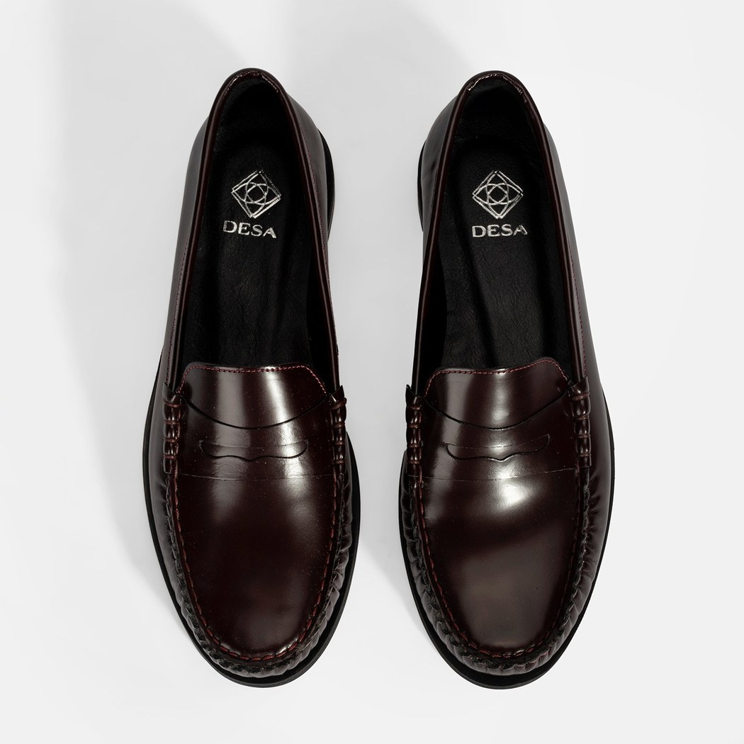 Kadın Bordo Klasik Deri Loafer