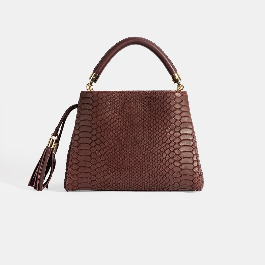 Kadın Bordo Püskül Aksesuarlı Deri El Çantası