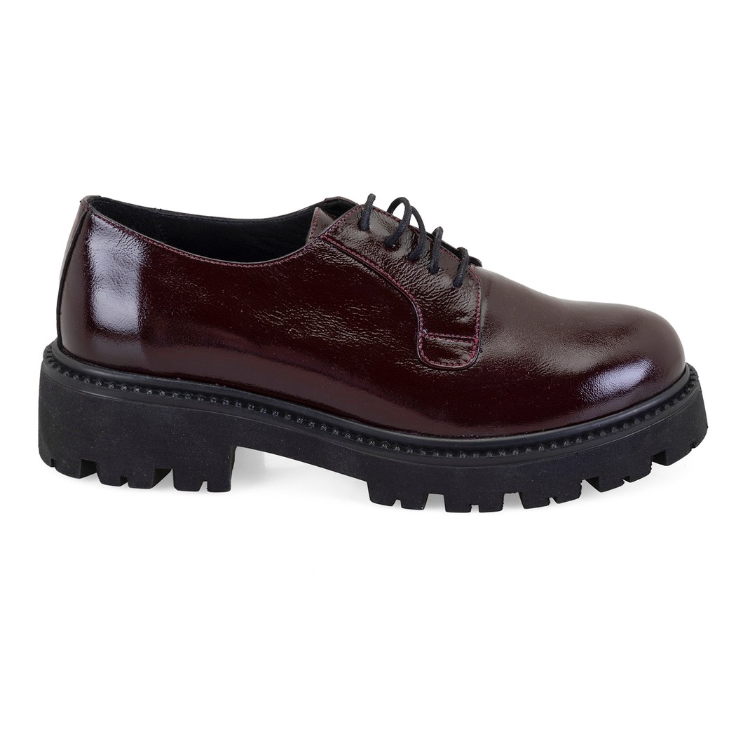 Kadın Bordo Rugan Deri Günlük Ayakkabı