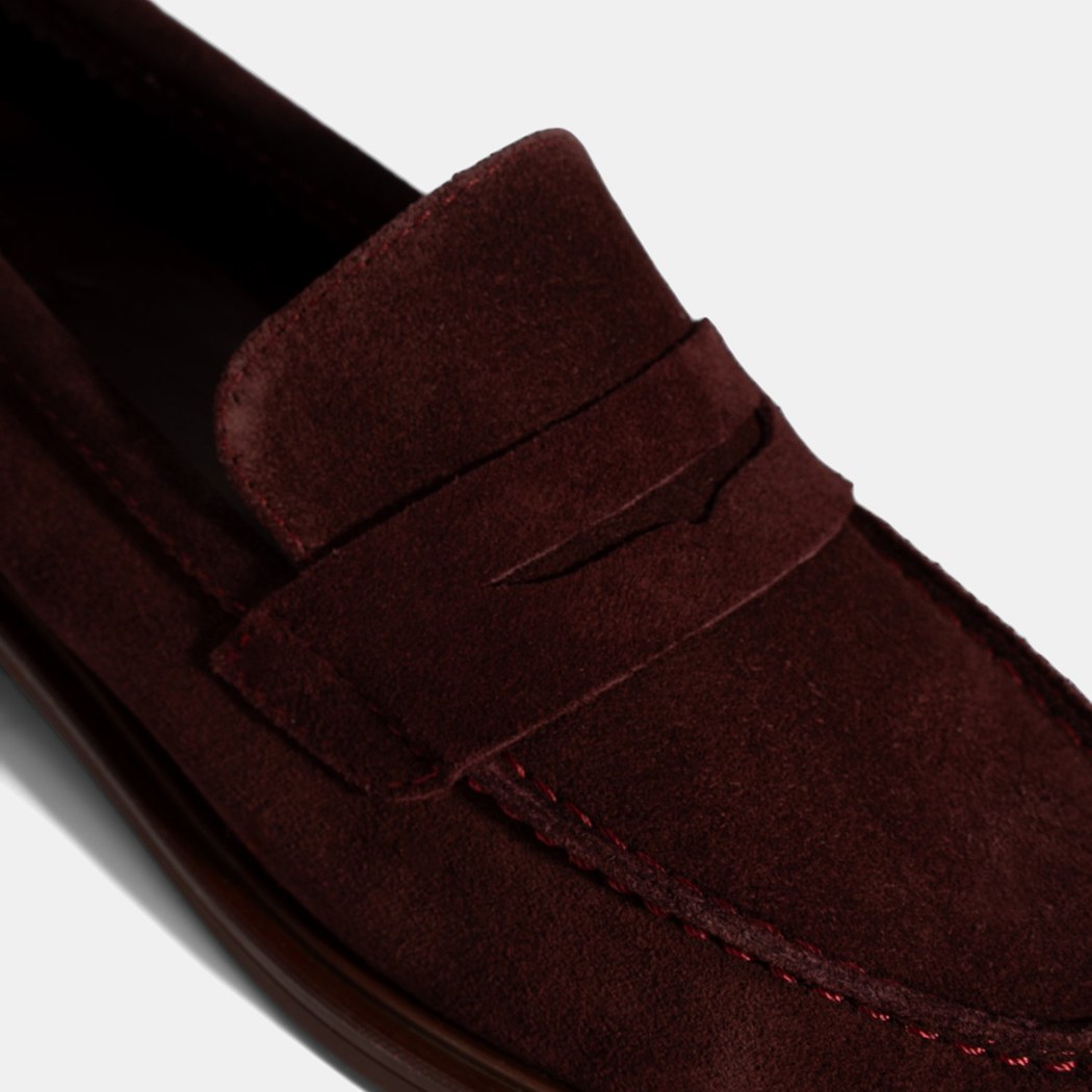 Kadın Bordo Süet Loafer