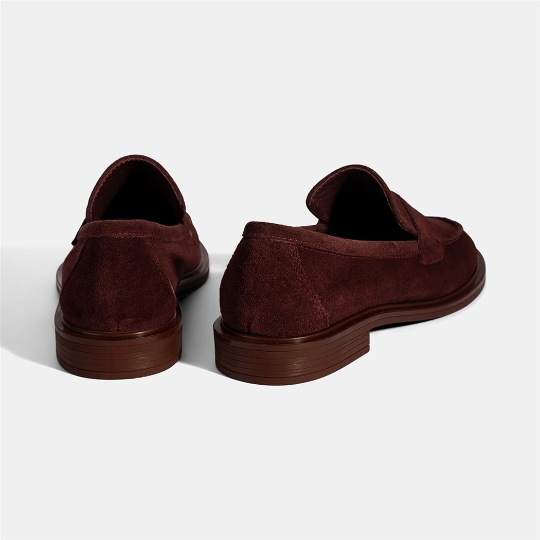 Kadın Bordo Süet Loafer