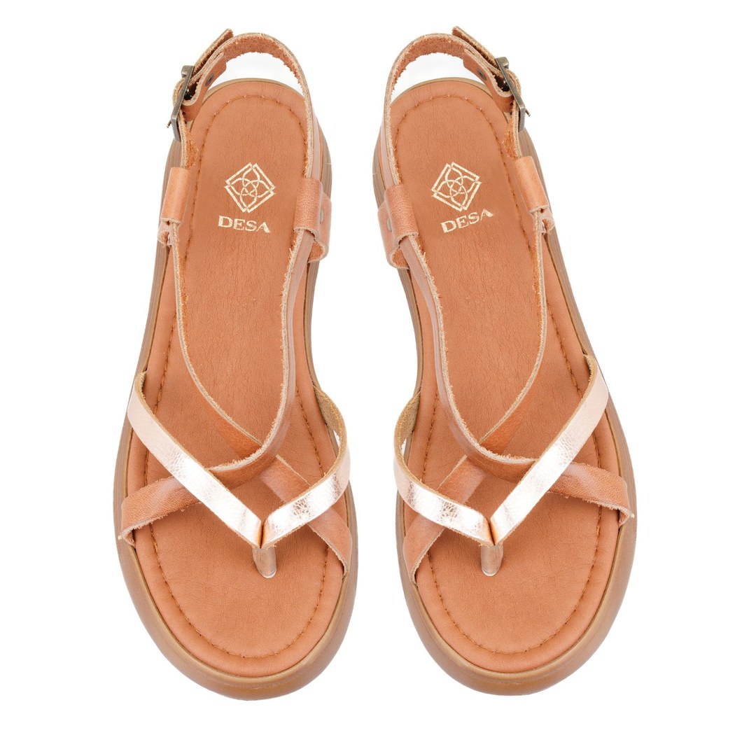 Kadın Bronz Deri Sandalet