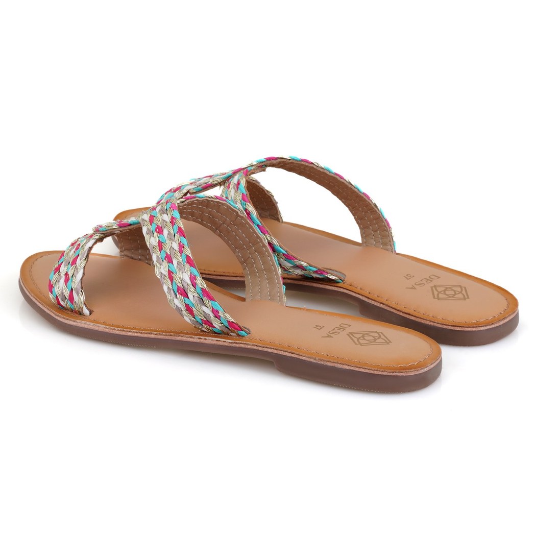 Kadın Çok Renkli Hasır Örgülü Terlik