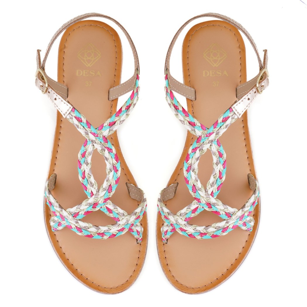 Kadın Çok Renkli Hasır Örgülü Terlik