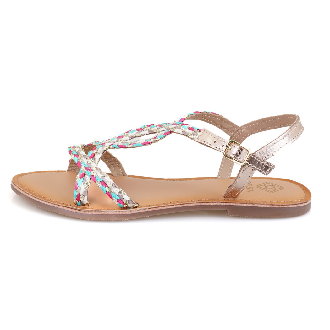 Kadın Çok Renkli Hasır Örgülü Terlik