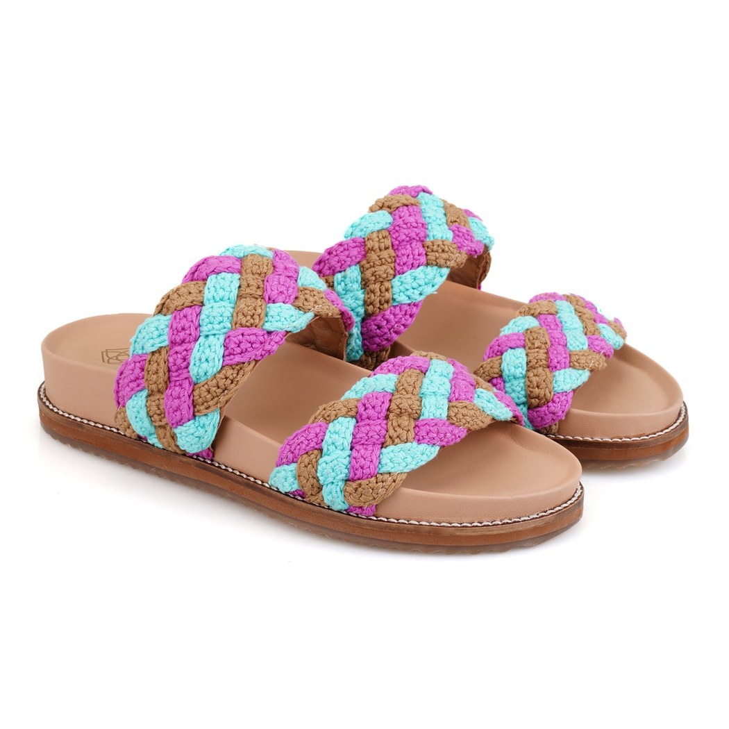 Kadın Çok Renkli Örgülü Terlik