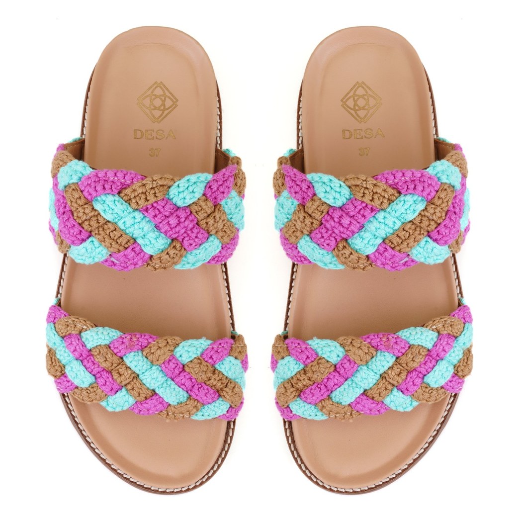 Kadın Çok Renkli Örgülü Terlik