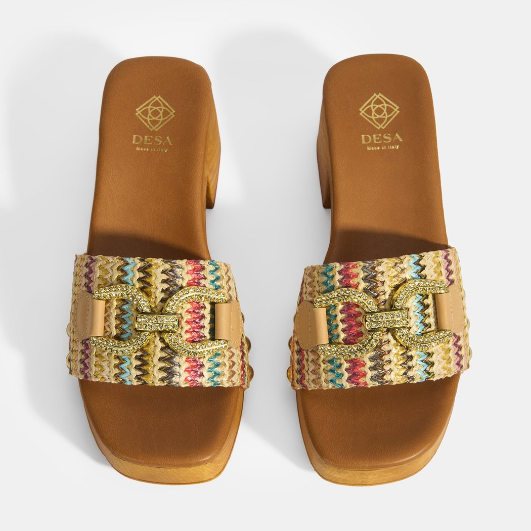 Kadın Çok Renkli Toka Aksesuarlı Topuklu Terlik 