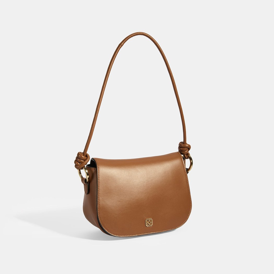 Kadın Düğüm Askılı Konyak Deri Omuz Çantası