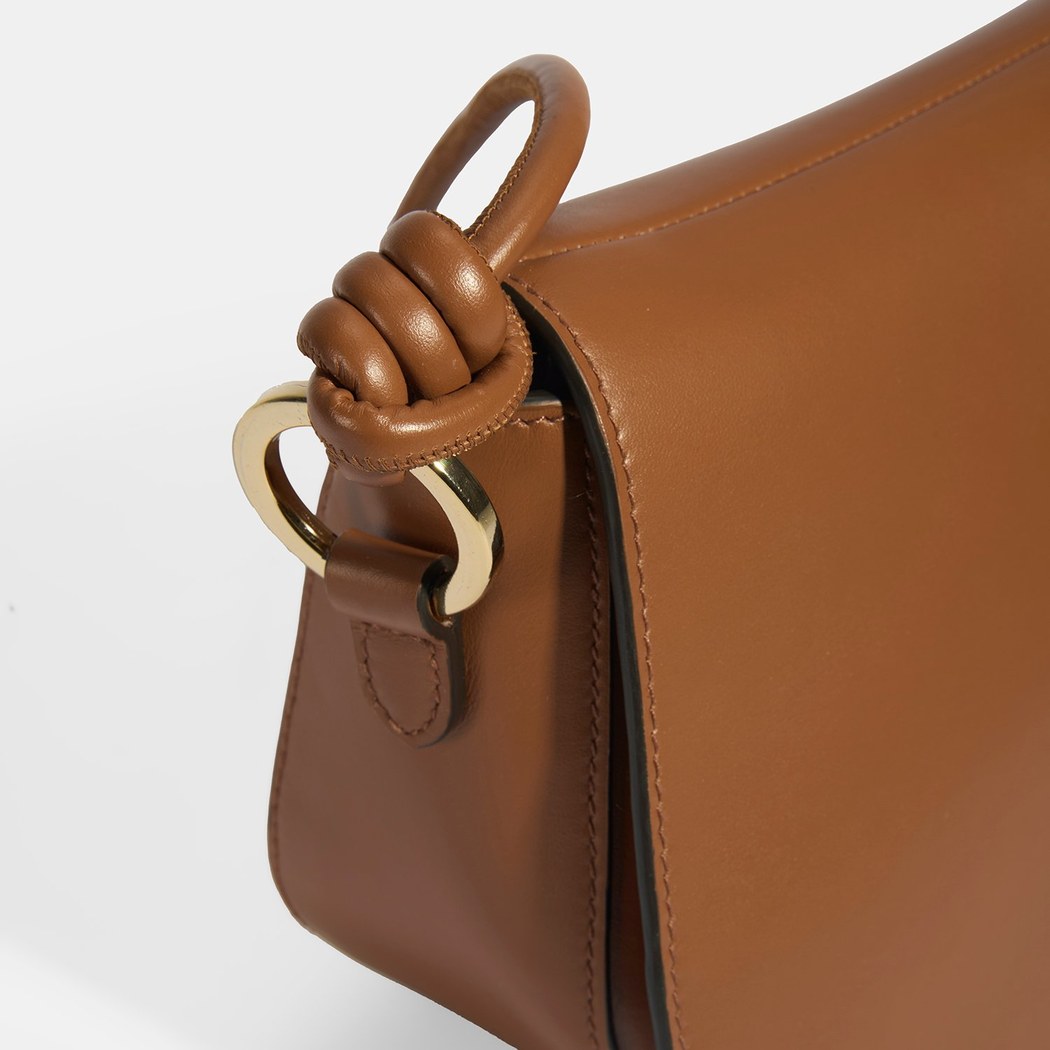 Kadın Düğüm Askılı Konyak Deri Omuz Çantası