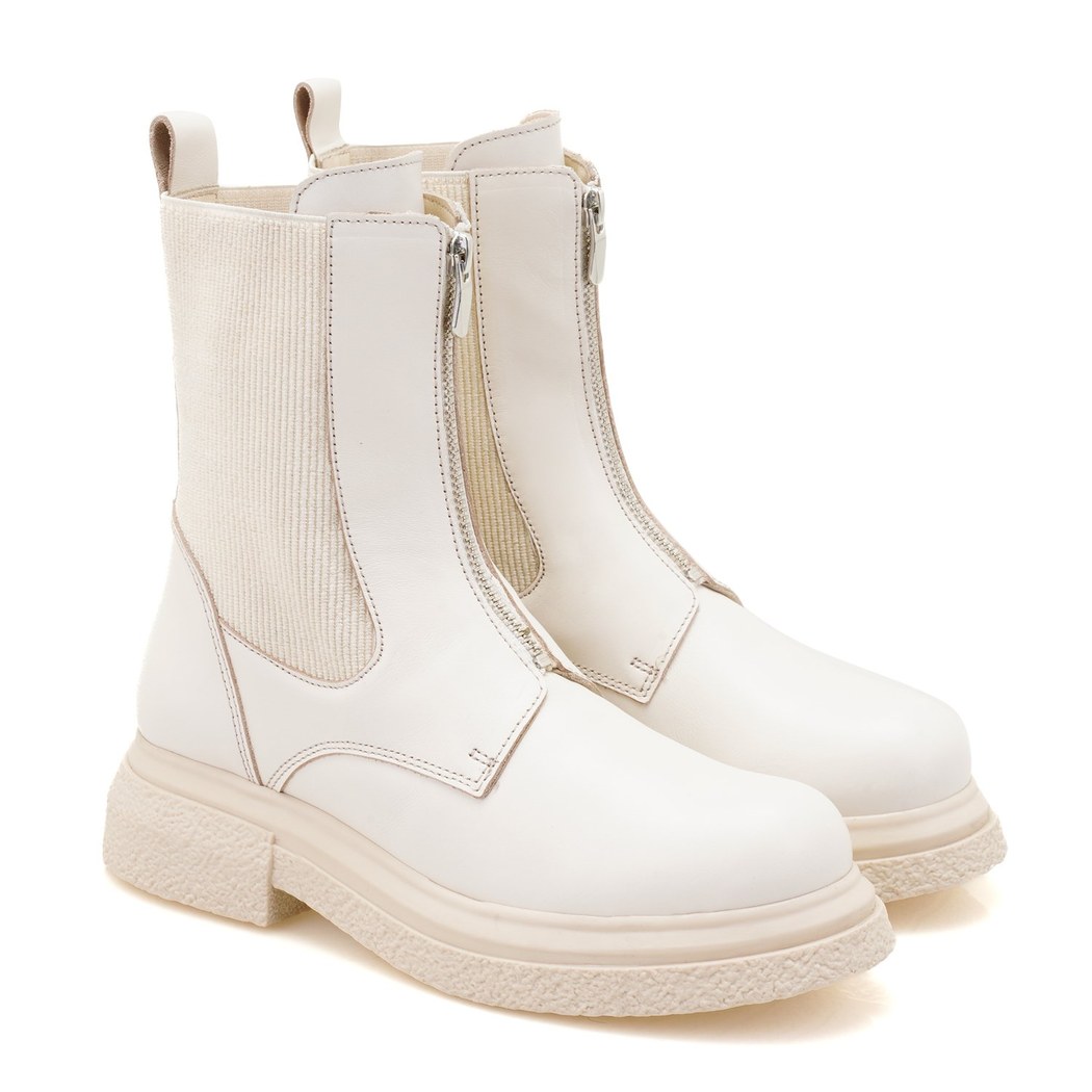Kadın Ekru Deri Bot