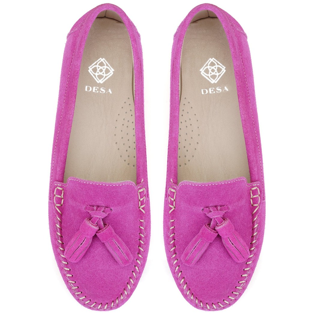Kadın Fuşya Süet Deri Loafer