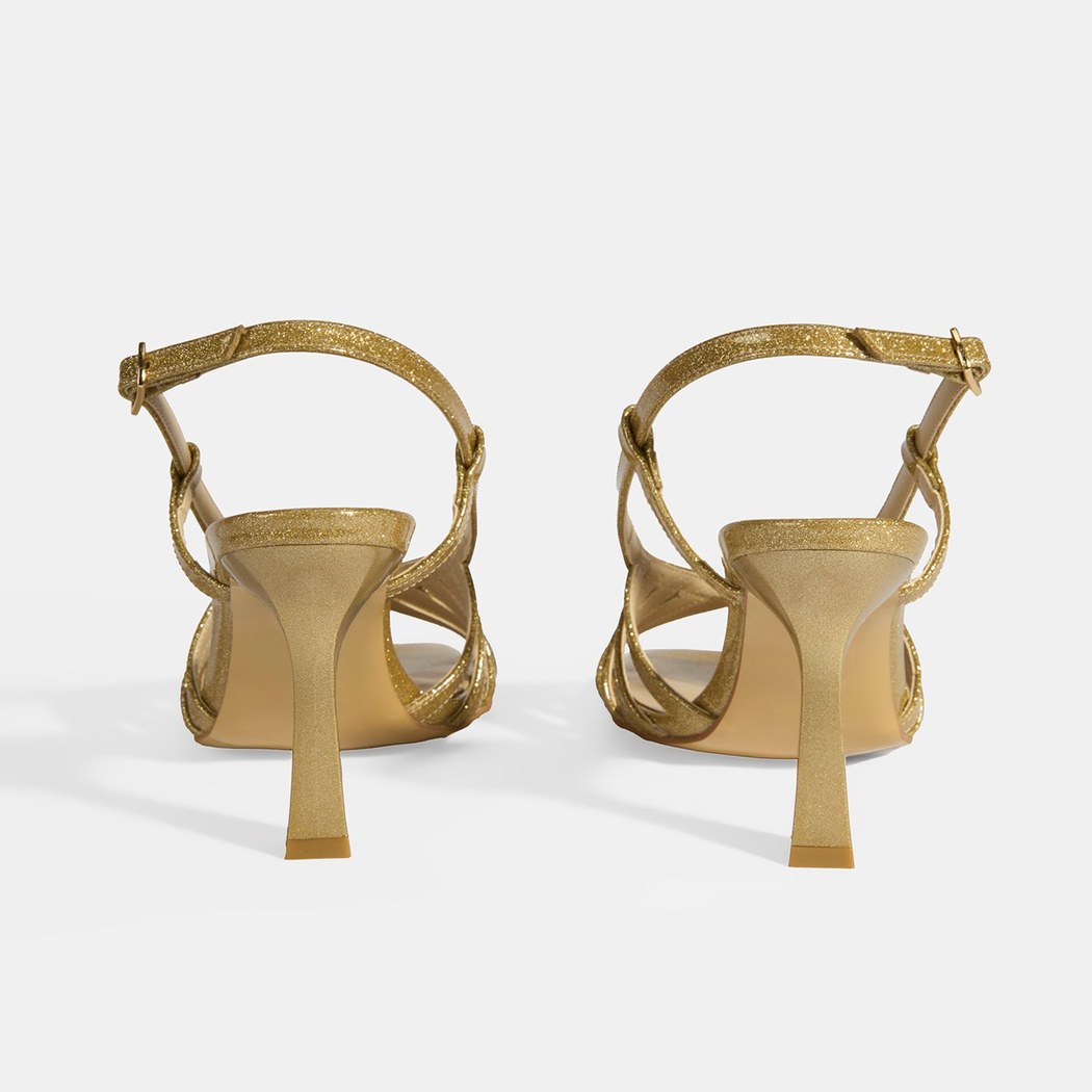 Kadın Gold Simli Topuklu Abiye Sandalet