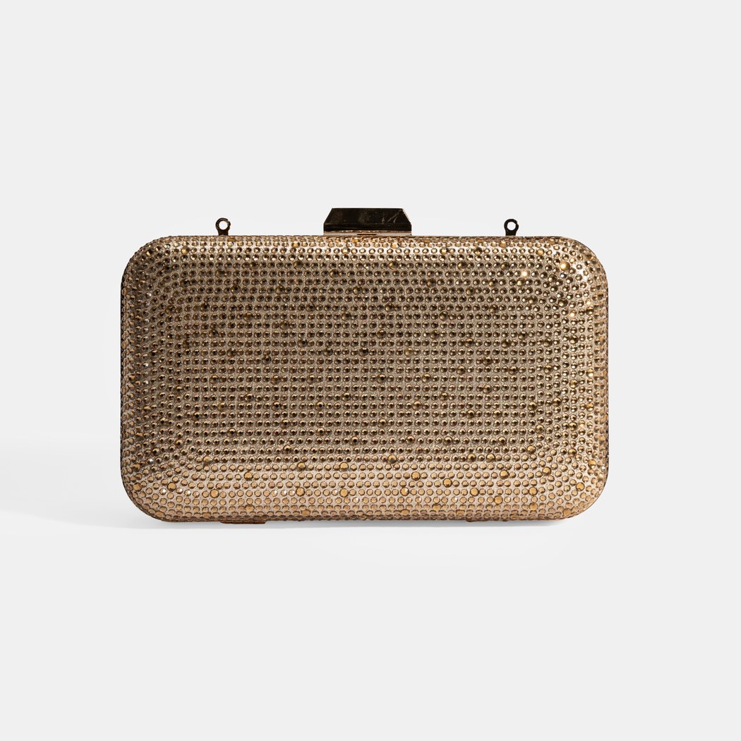 Kadın Gold Taş Detaylı Portföy Gece Çantası