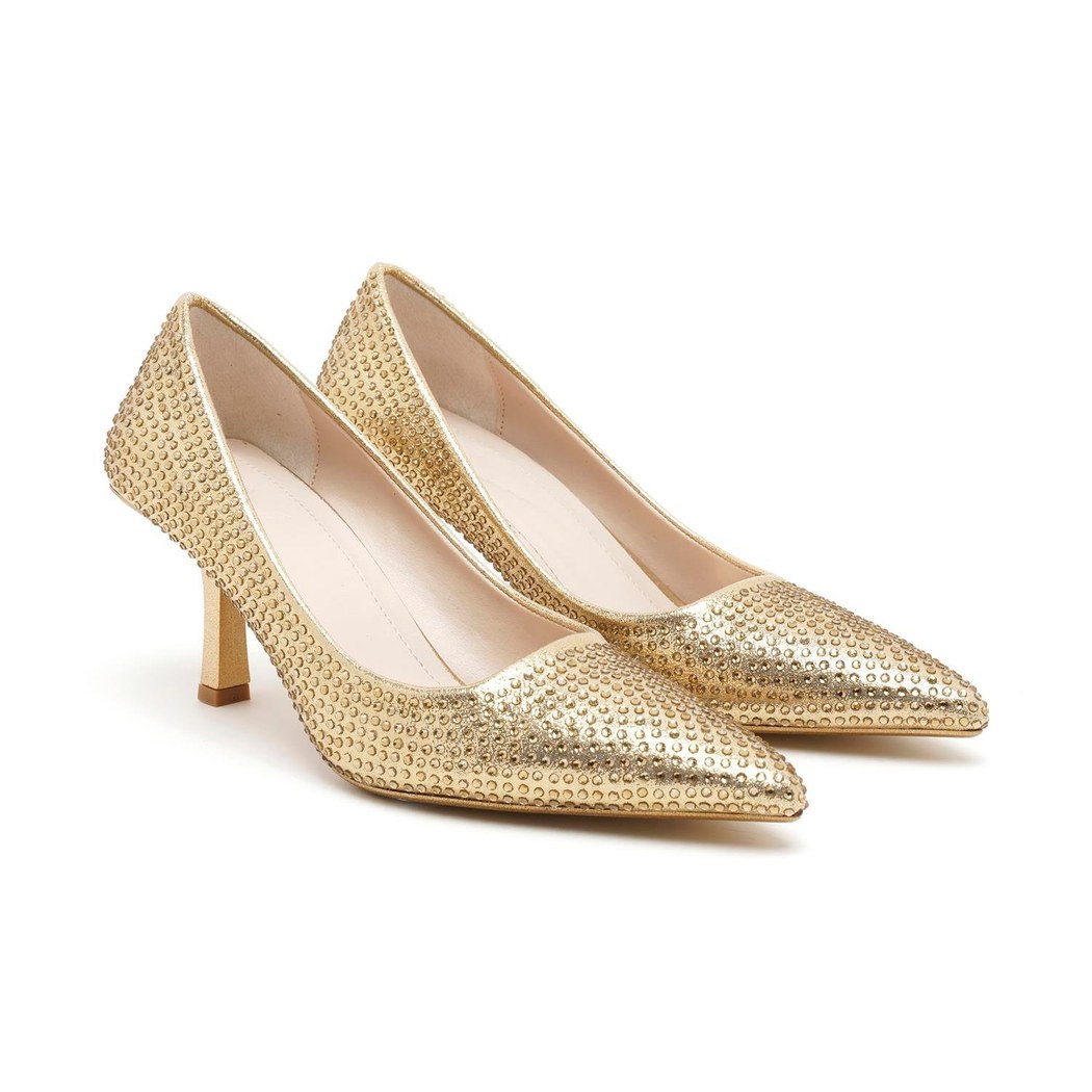 Kadın Gold Taşlı Abiye Stiletto