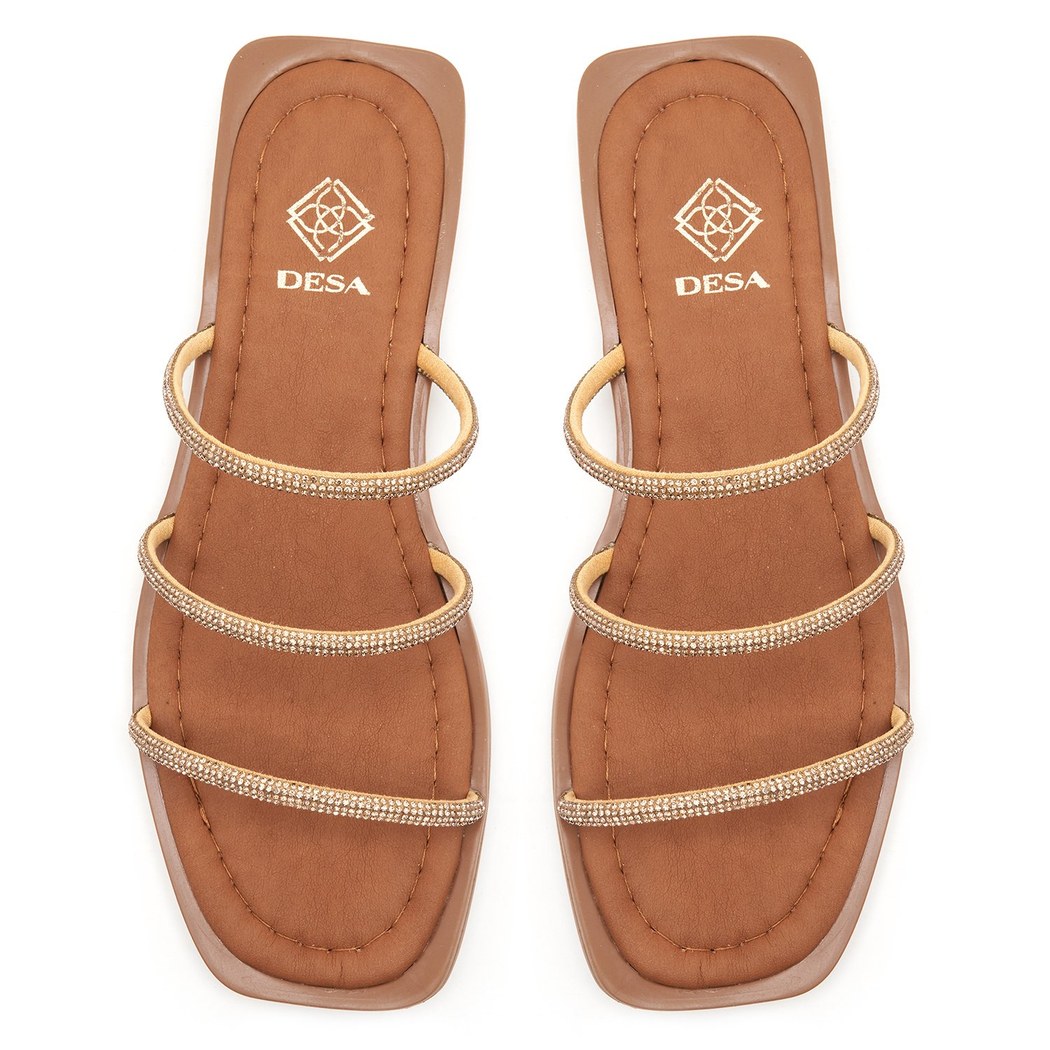 Kadın Gold Taşlı Terlik