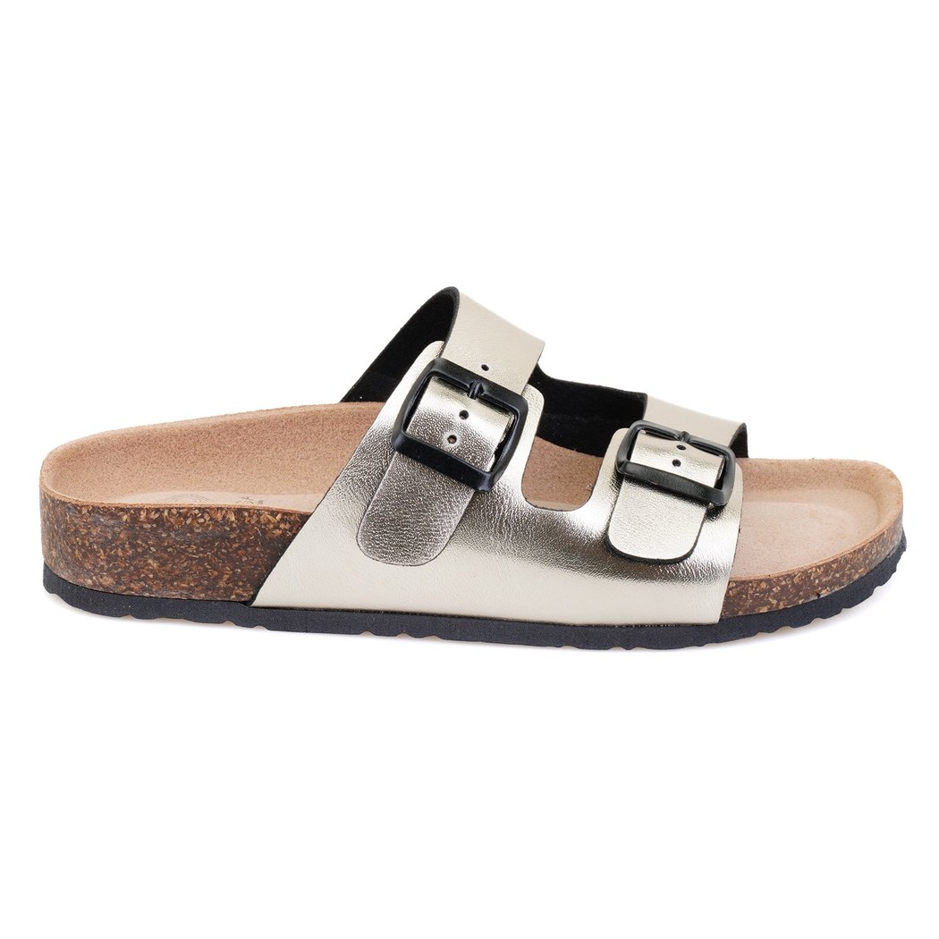 Kadın Gri Ayarlanabilir Tokalı Terlik