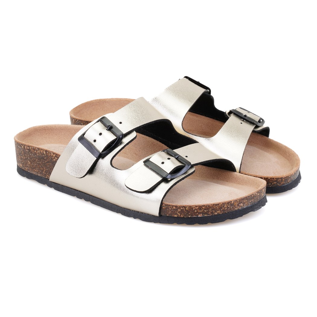 Kadın Gri Ayarlanabilir Tokalı Terlik