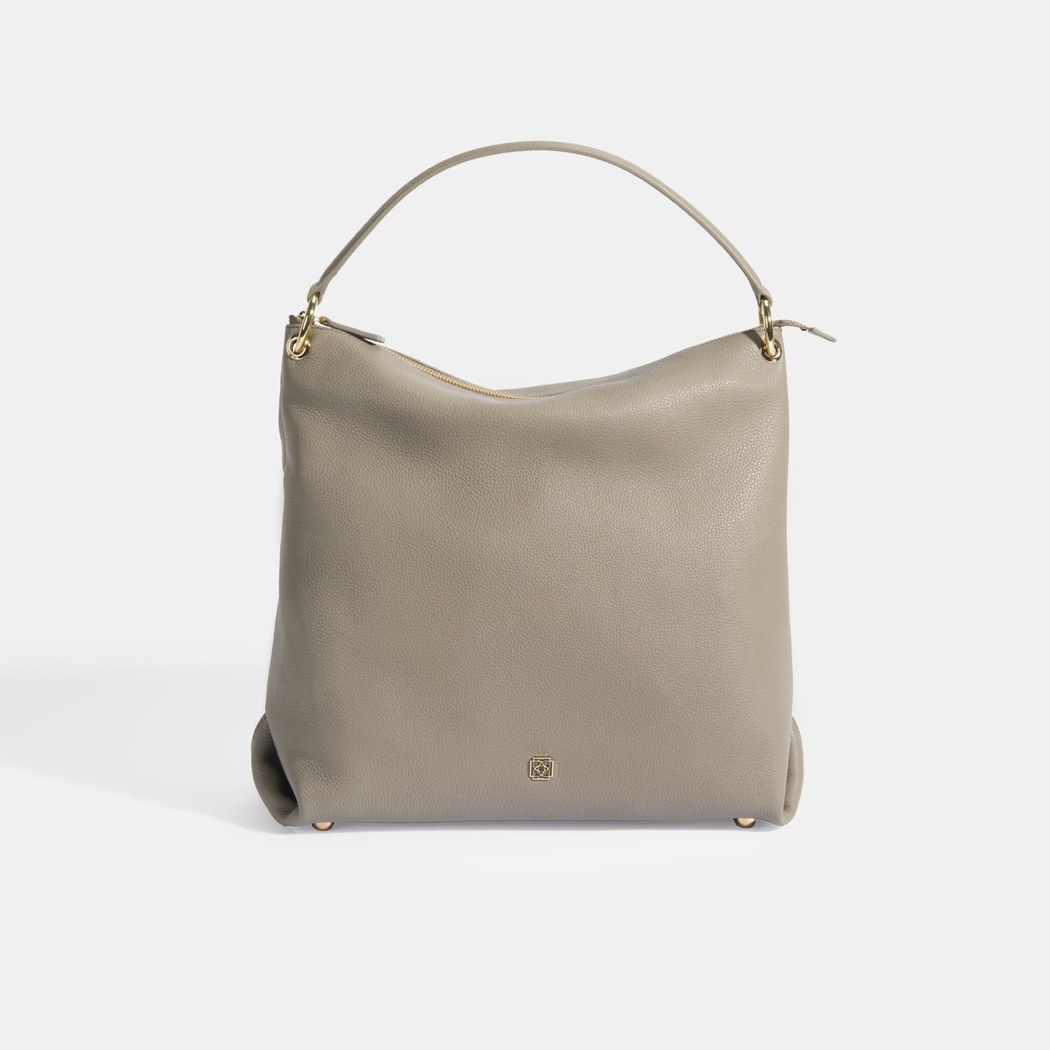 Kadın Gri Deri Omuz Çantası