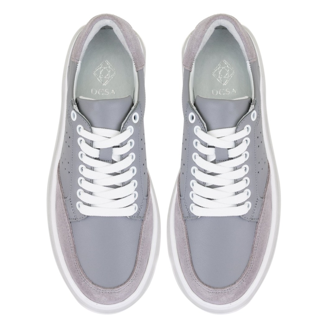 Kadın Gri Deri Spor Ayakkabı