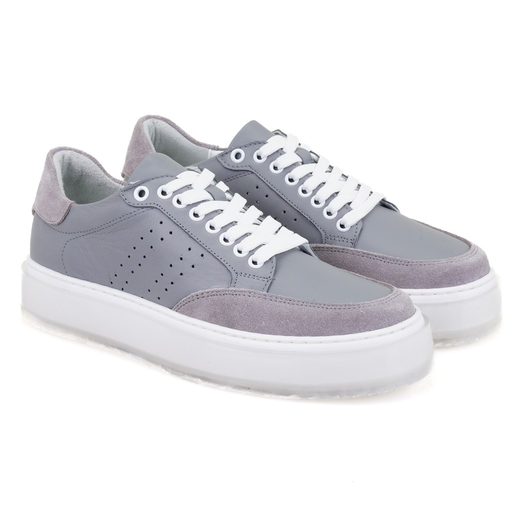 Kadın Gri Deri Spor Ayakkabı