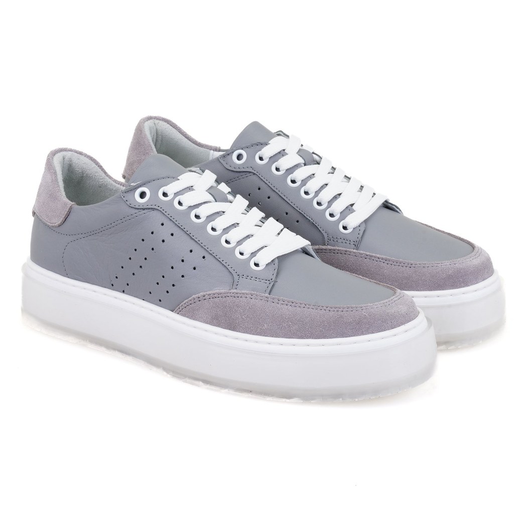 Kadın Gri Deri Spor Ayakkabı